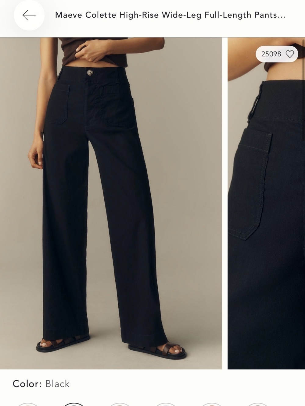 Maeve Colette High-Rise Wide-Leg Pants in Black